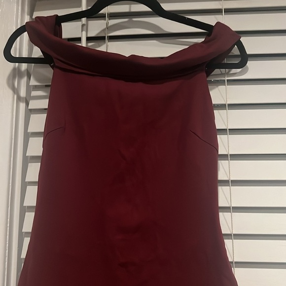 Burgundy Red Off the Shoulder Dress - Picture 2 of 4